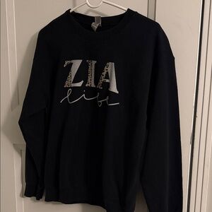 Gildan Black Sweatshirt with White and Leopard Print